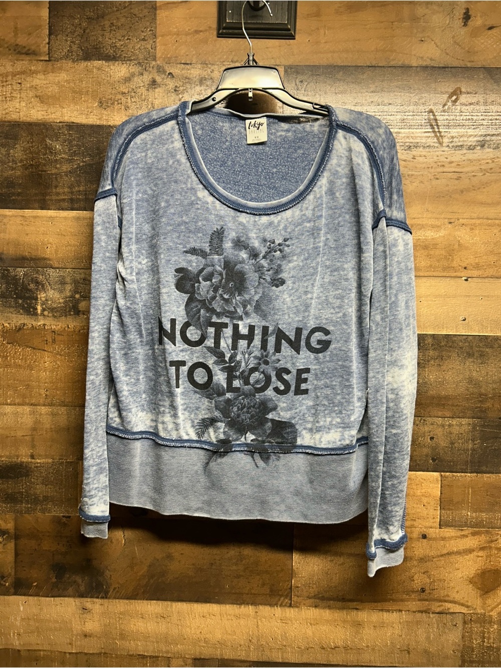 Darling Blue Faded Graphic Crewneck Pullover